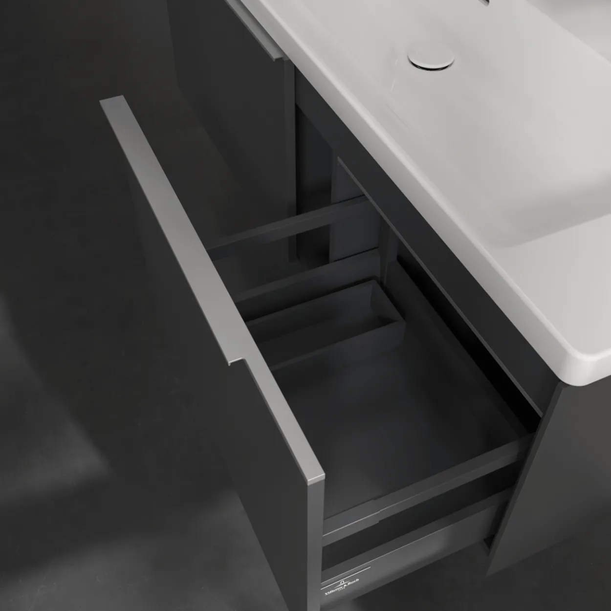 V&b subway 3.0 servantskap 127x42 graphite m/lys håndtak i krom