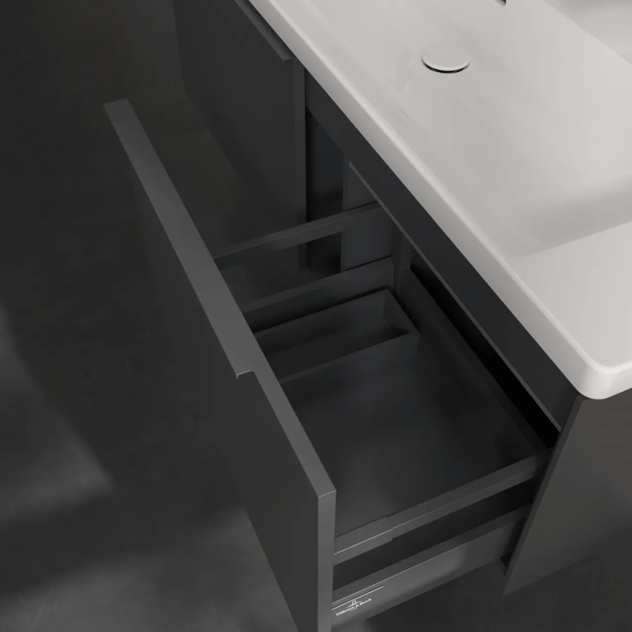 V&b subway 3.0 servantskap 127x42 graphite m/lys håndtak i møbelets farge