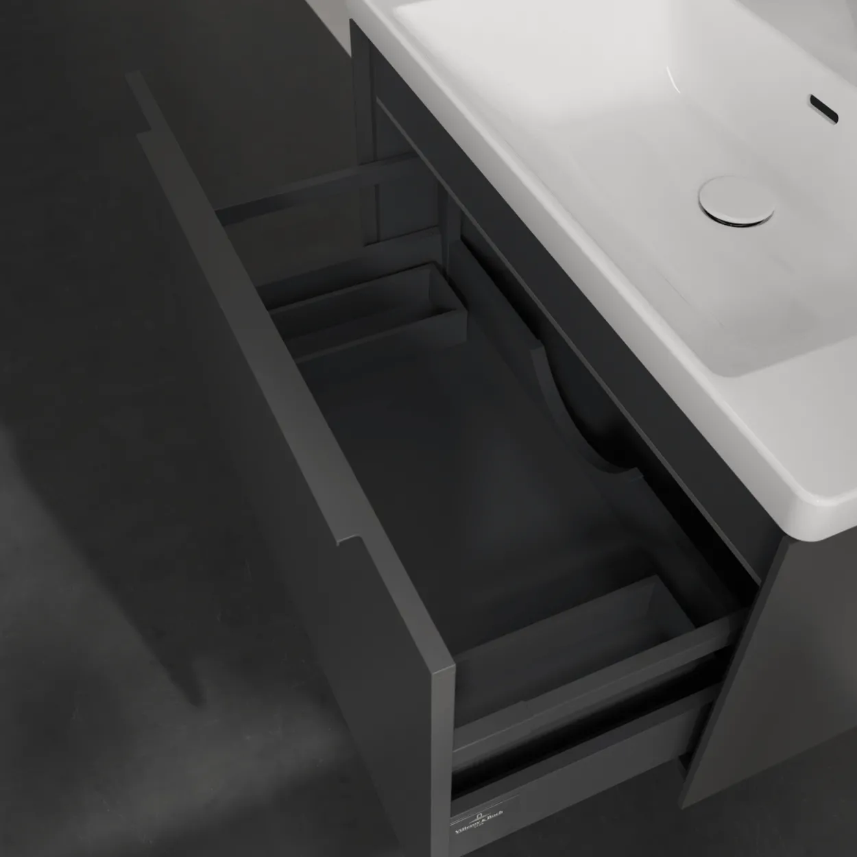 V&b subway 3.0 servantskap 77x42 graphite m/lys håndtak i møbelets farge
