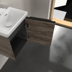 V&b subway 3.0 servantskap 35x42 høyre stone oak håndtak i volcano black