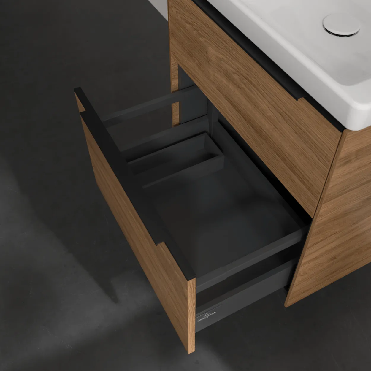 V&b subway 3.0 servantskap 57x47 kansas oak håndtak i volcano black