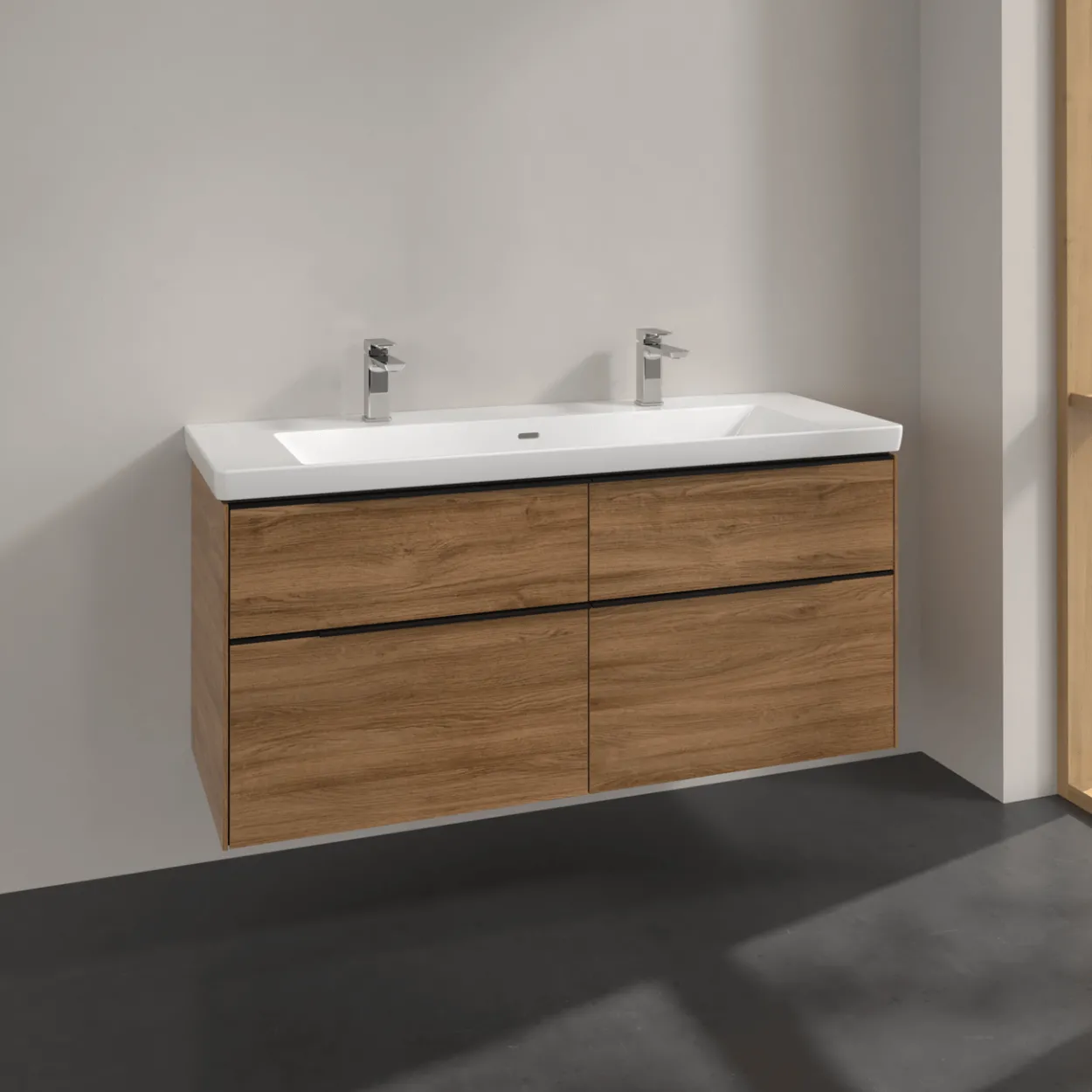 V&b subway 3.0 servantskap 127x57 kansas oak håndtak i volcano black