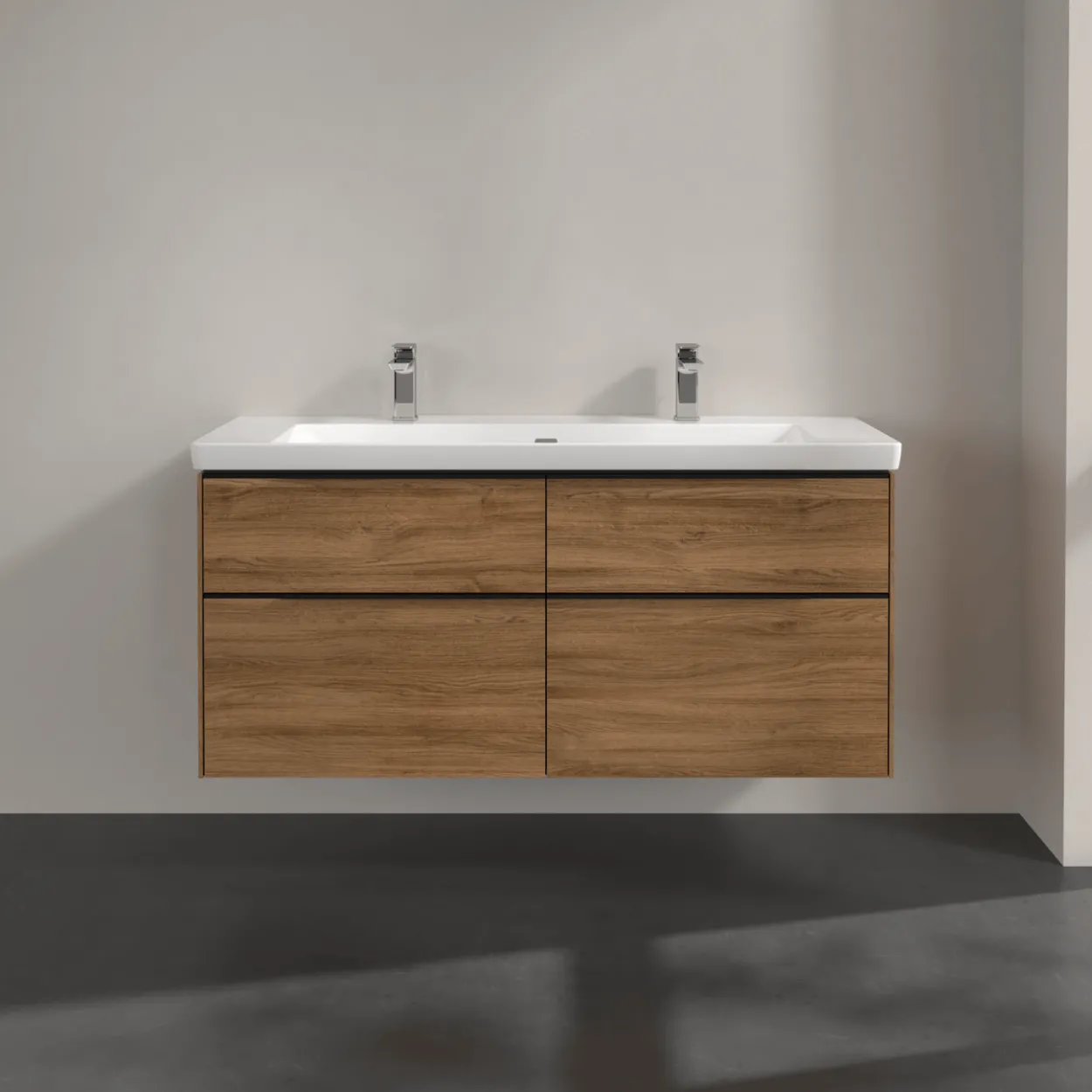 V&b subway 3.0 servantskap 127x57 kansas oak håndtak i volcano black