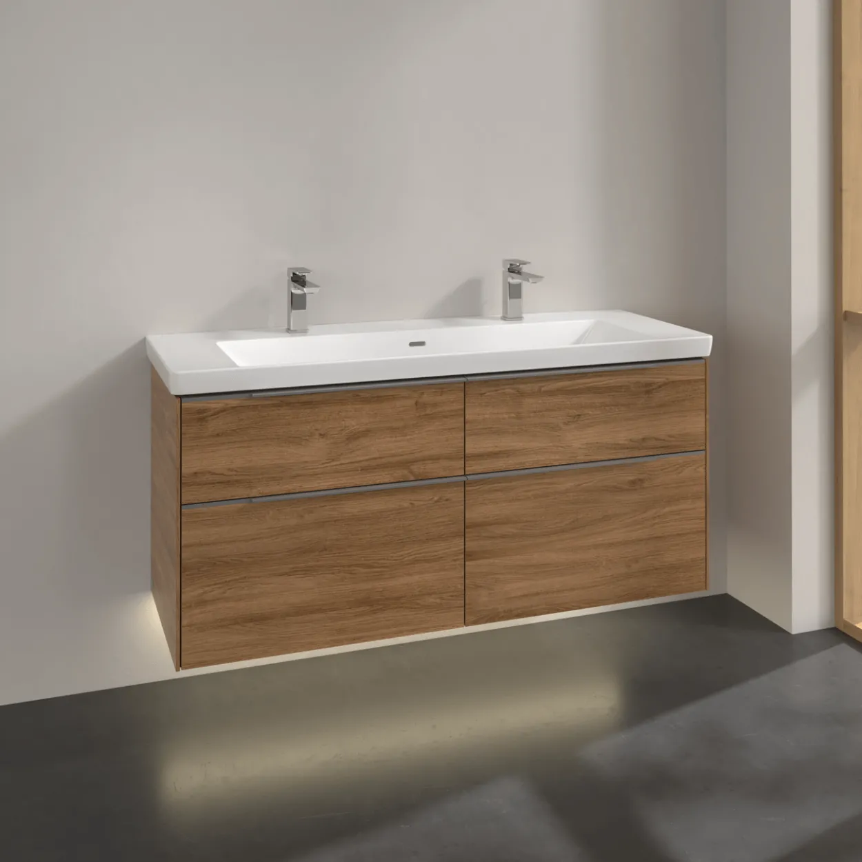 V&b subway 3.0 servantskap 127x57 kansas oak m/lys håndtak i krom