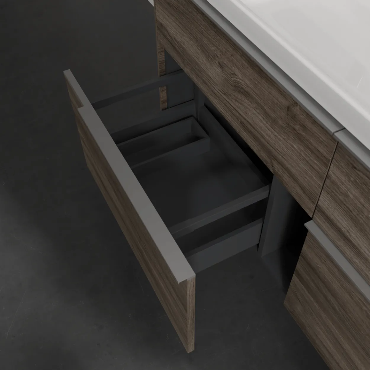 V&b subway 3.0 servantskap 127x57 kansas oak m/lys håndtak i krom