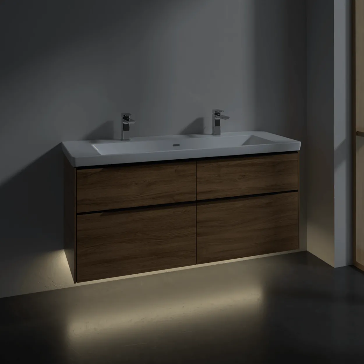 V&b subway 3.0 servantskap 127x57 kansas oak m/lys håndtak i volcano black