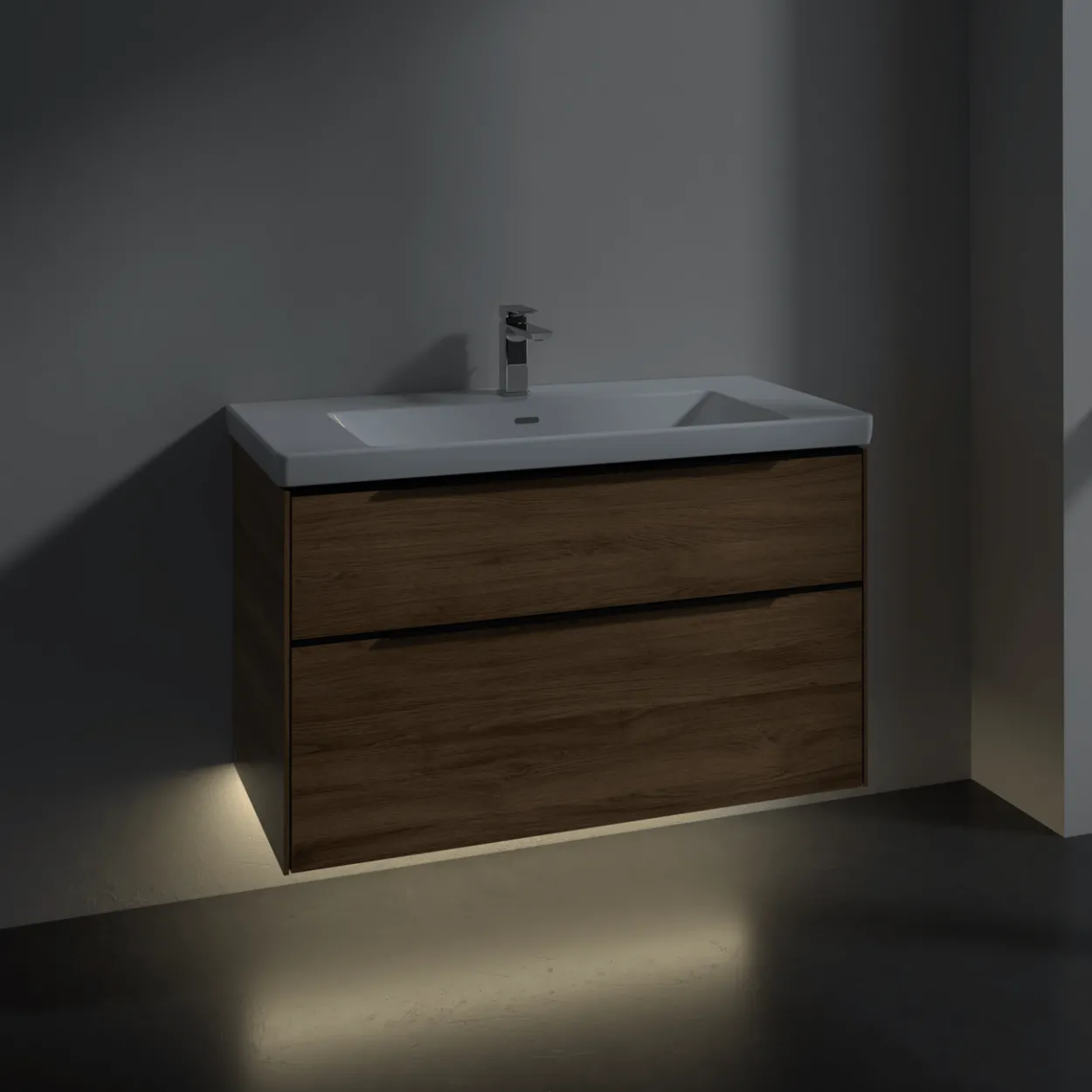 V&b subway 3.0 servantskap 97x57 kansas oak m/lys håndtak i volcano black