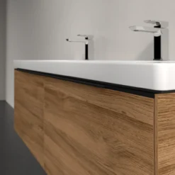 V&b subway 3.0 servantskap 127x42 kansas oak m/lys håndtak i volcano black