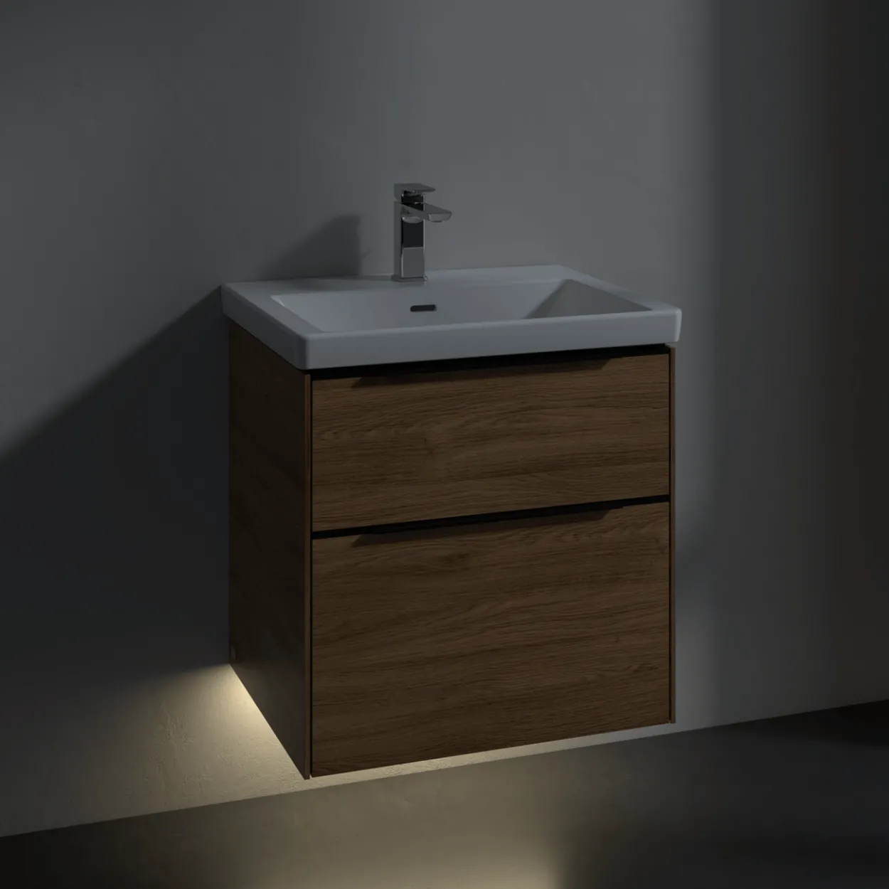 V&b subway 3.0 servantskap 57x47 kansas oak m/lys håndtak i volcano black