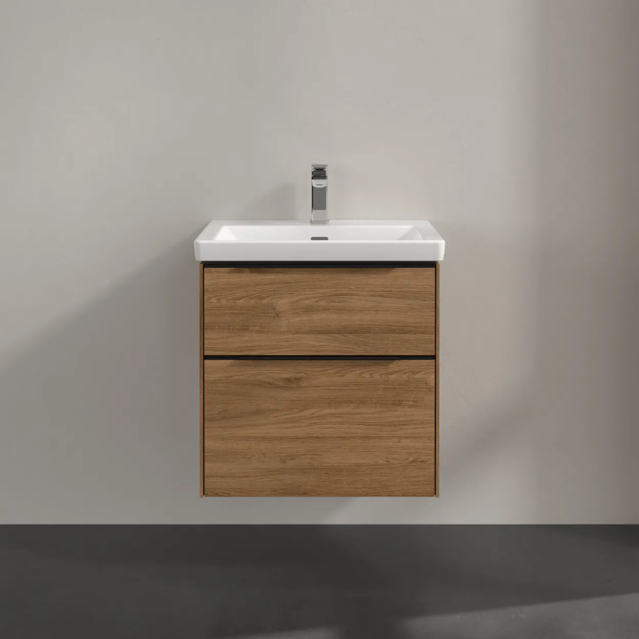 V&b subway 3.0 servantskap 57x47 kansas oak m/lys håndtak i volcano black
