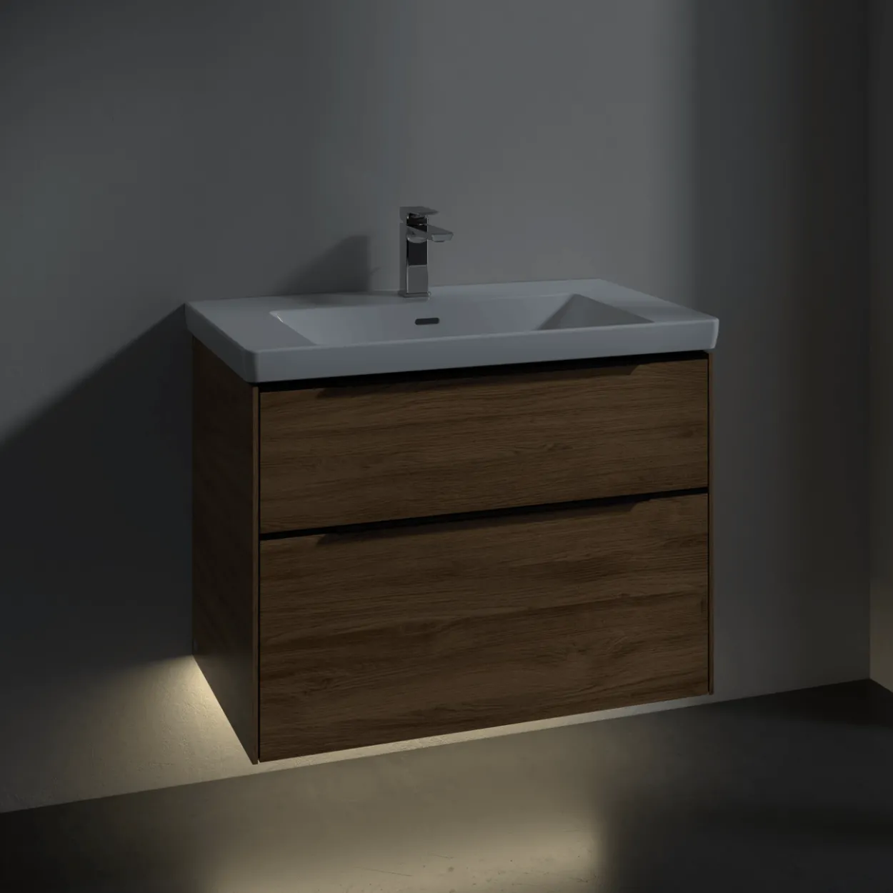 V&b subway 3.0 servantskap 77x57 kansas oak m/lys håndtak i volcano black