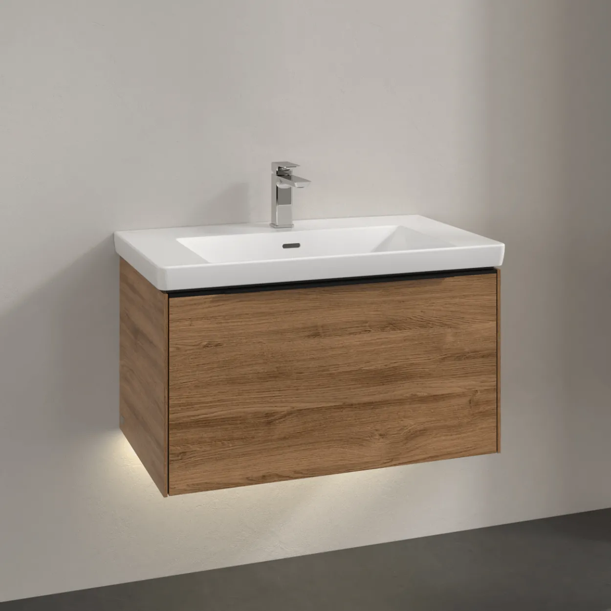 V&b subway 3.0 servantskap 77x42 kansas oak m/lys håndtak i volcano black