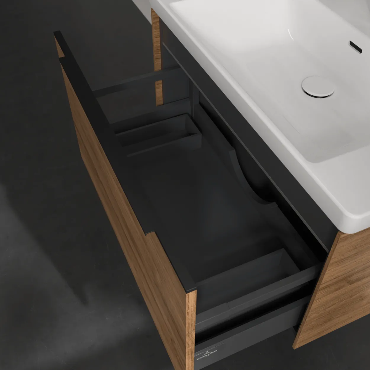 V&b subway 3.0 servantskap 77x42 kansas oak m/lys håndtak i volcano black