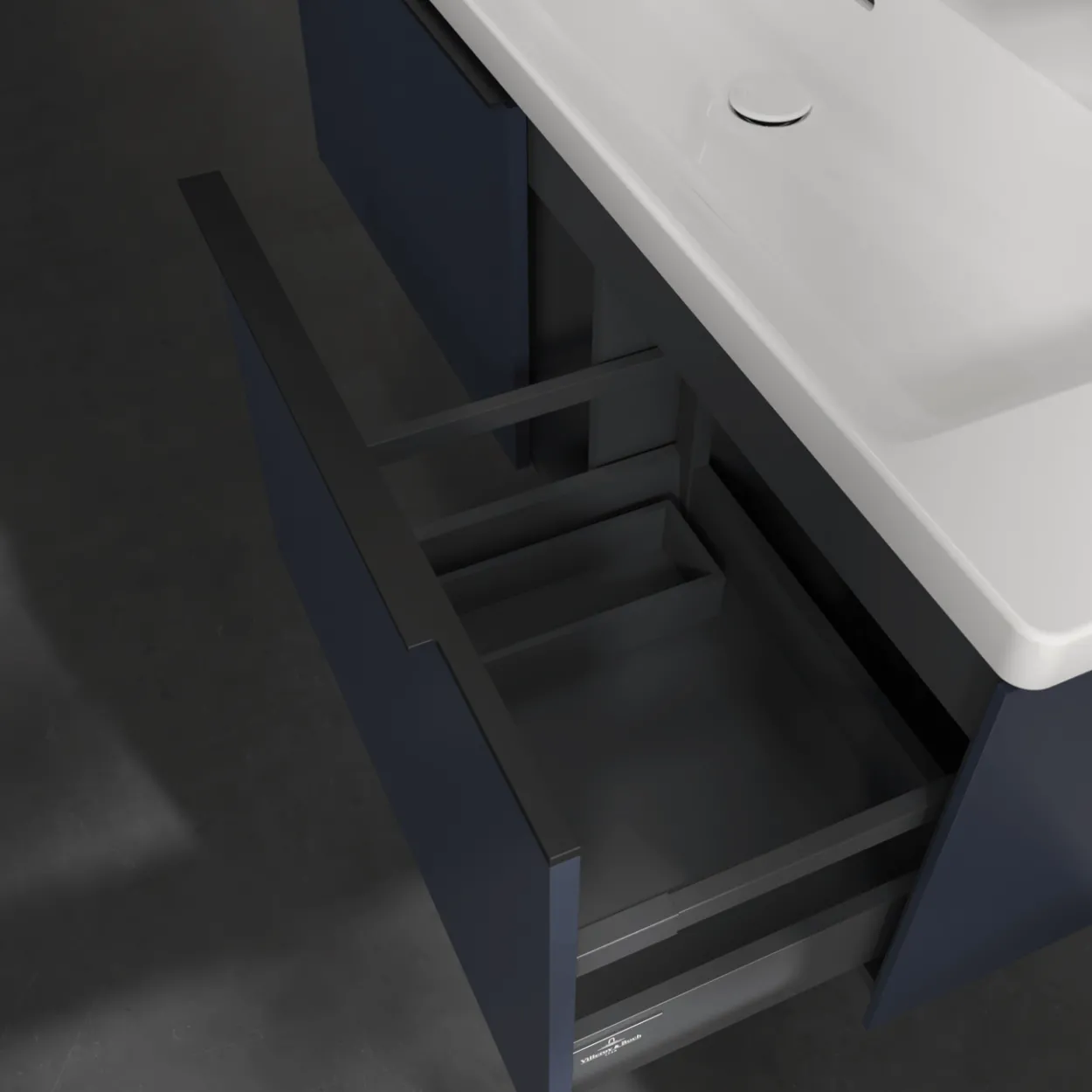 V&b subway 3.0 servantskap 127x42 marine blue håndtak i volcano black