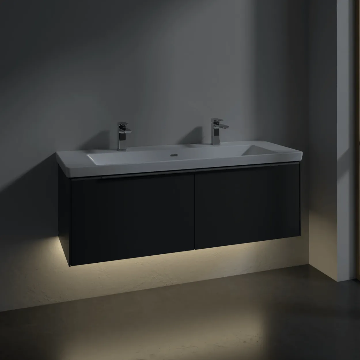 V&b subway 3.0 servantskap 127x42 marine blue m/lys håndtak i krom