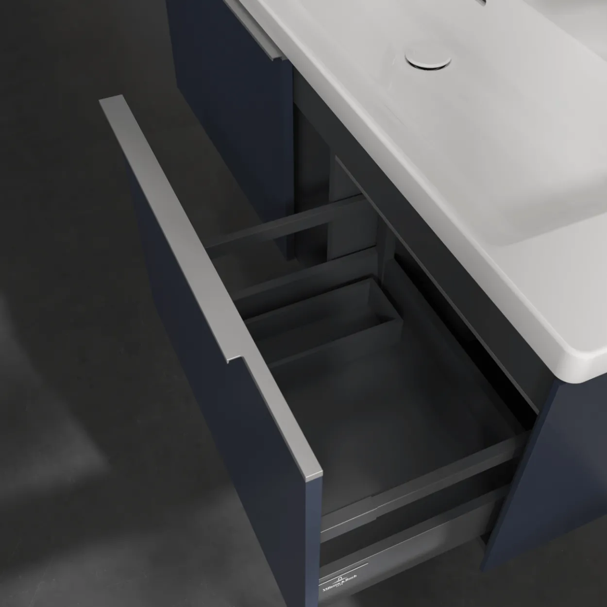 V&b subway 3.0 servantskap 127x42 marine blue m/lys håndtak i krom