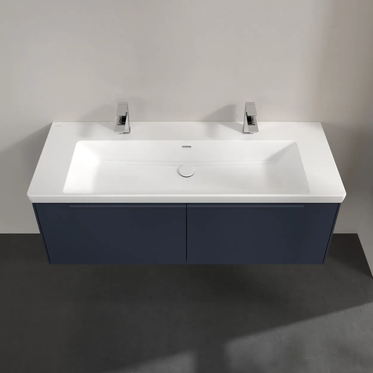 V&b subway 3.0 servantskap 127x42 marine blue m/lys håndtak i møbelets farge