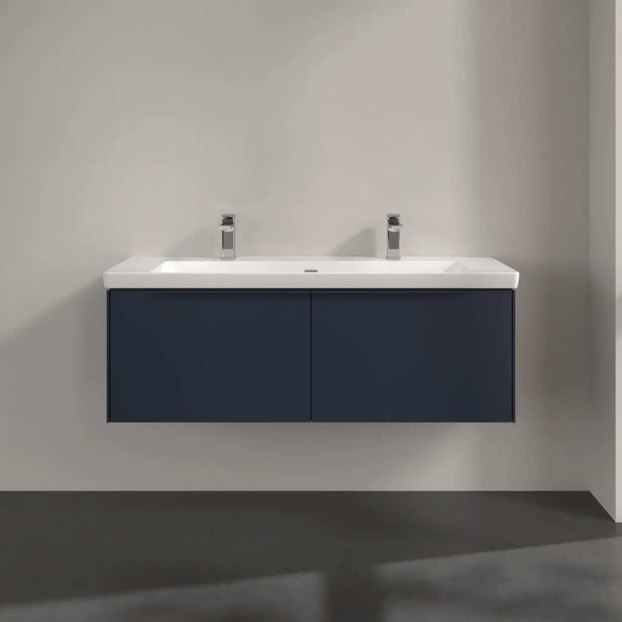 V&b subway 3.0 servantskap 127x42 marine blue m/lys håndtak i møbelets farge