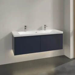 V&b subway 3.0 servantskap 127x42 marine blue m/lys håndtak i møbelets farge
