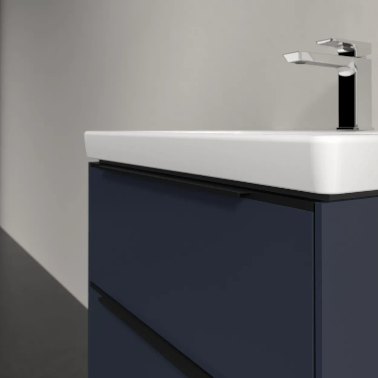 V&b subway 3.0 servantskap 57x47 marine blue m/lys håndtak i volcano black