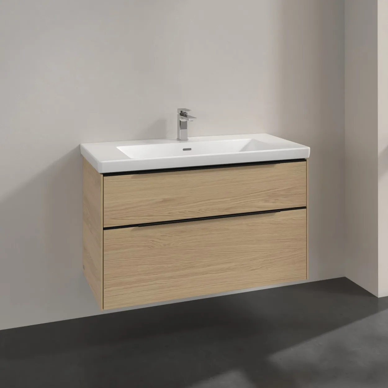 V&b subway 3.0 servantskap 97x57 nordic oak håndtak i volcano black
