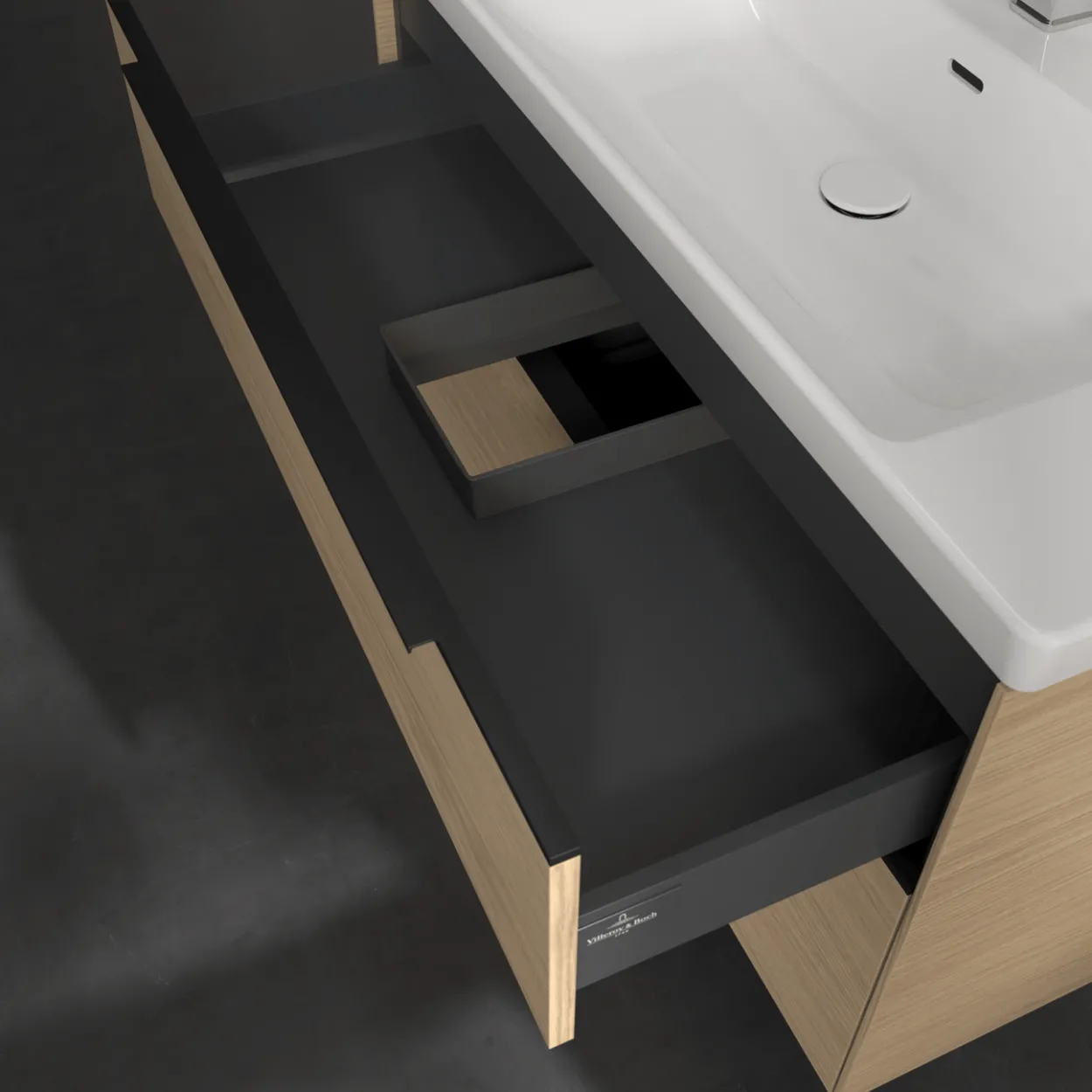 V&b subway 3.0 servantskap 97x57 nordic oak håndtak i volcano black