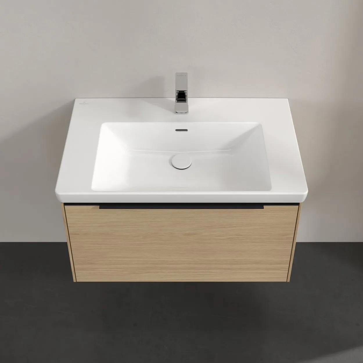 V&b subway 3.0 servantskap 77x42 nordic oak håndtak i volcano black
