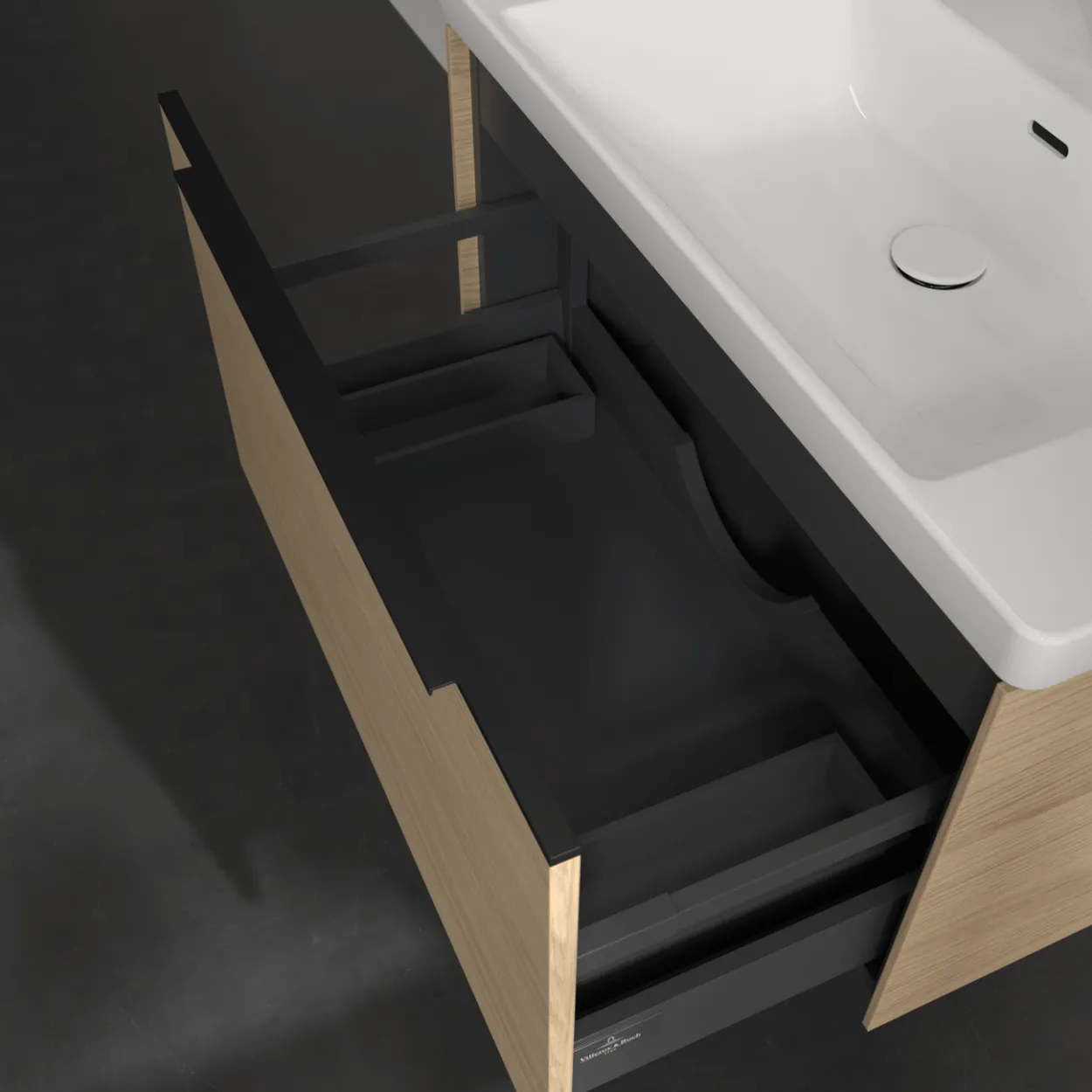 V&b subway 3.0 servantskap 77x42 nordic oak håndtak i volcano black