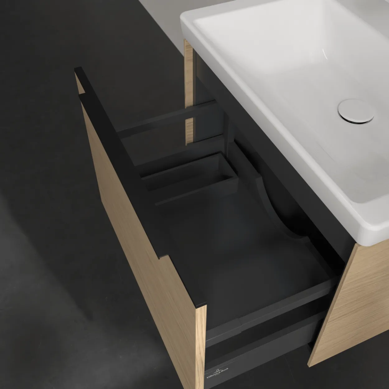 V&b subway 3.0 servantskap 66x42 nordic oak håndtak i volcano black