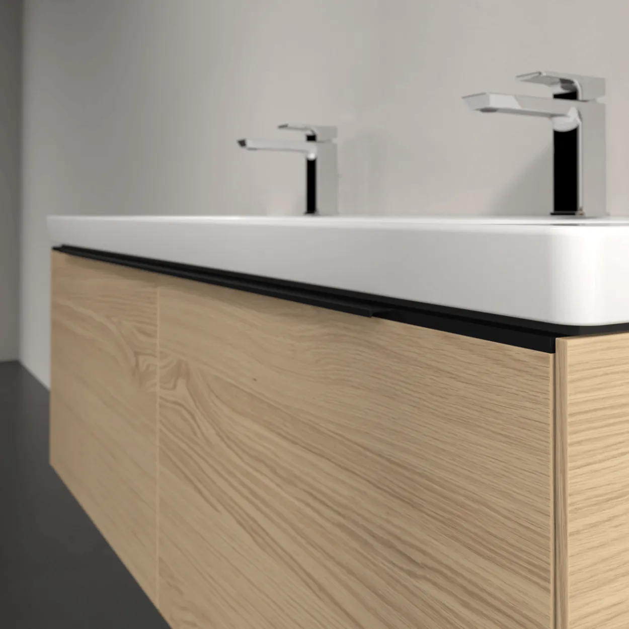 V&b subway 3.0 servantskap 127x42 nordic oak håndtak i volcano black