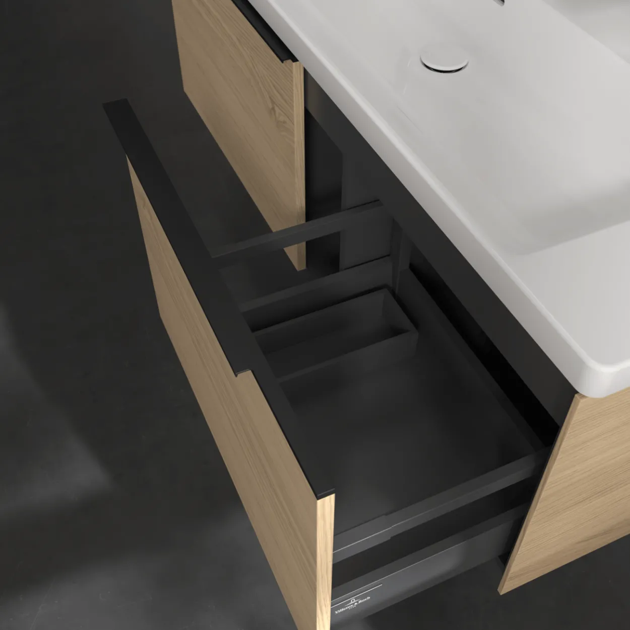 V&b subway 3.0 servantskap 127x42 nordic oak håndtak i volcano black