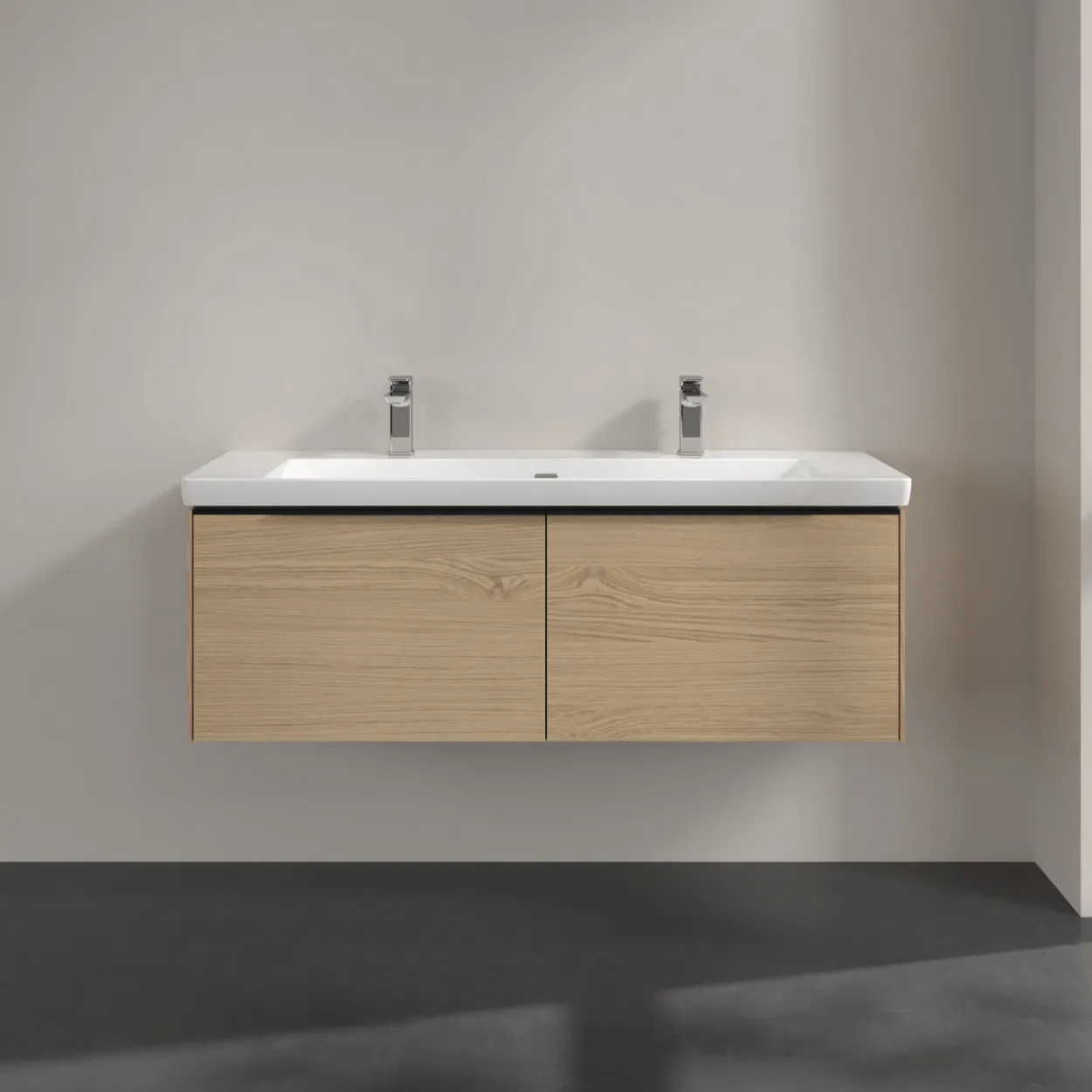 V&b subway 3.0 servantskap 127x42 nordic oak håndtak i volcano black