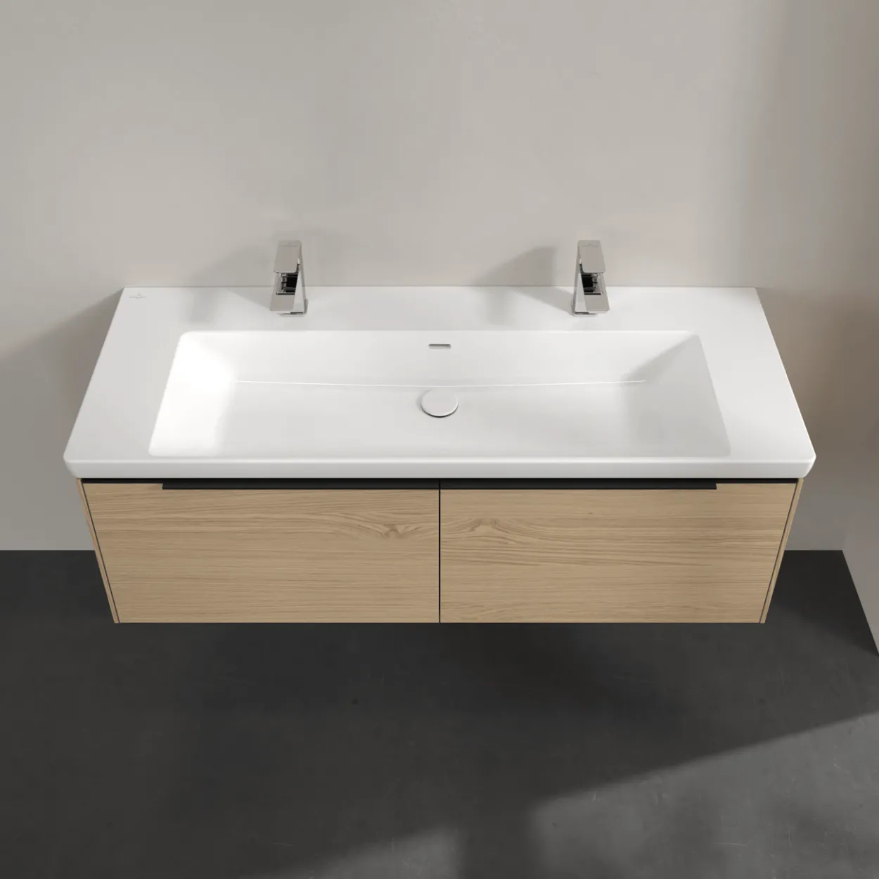 V&b subway 3.0 servantskap 127x42 nordic oak håndtak i volcano black