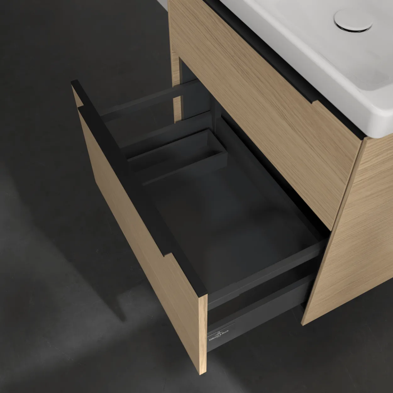 V&b subway 3.0 servantskap 62x57 nordic oak håndtak i volcano black