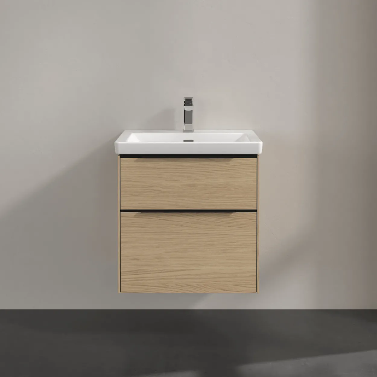 V&b subway 3.0 servantskap 57x47 nordic oak håndtak i volcano black