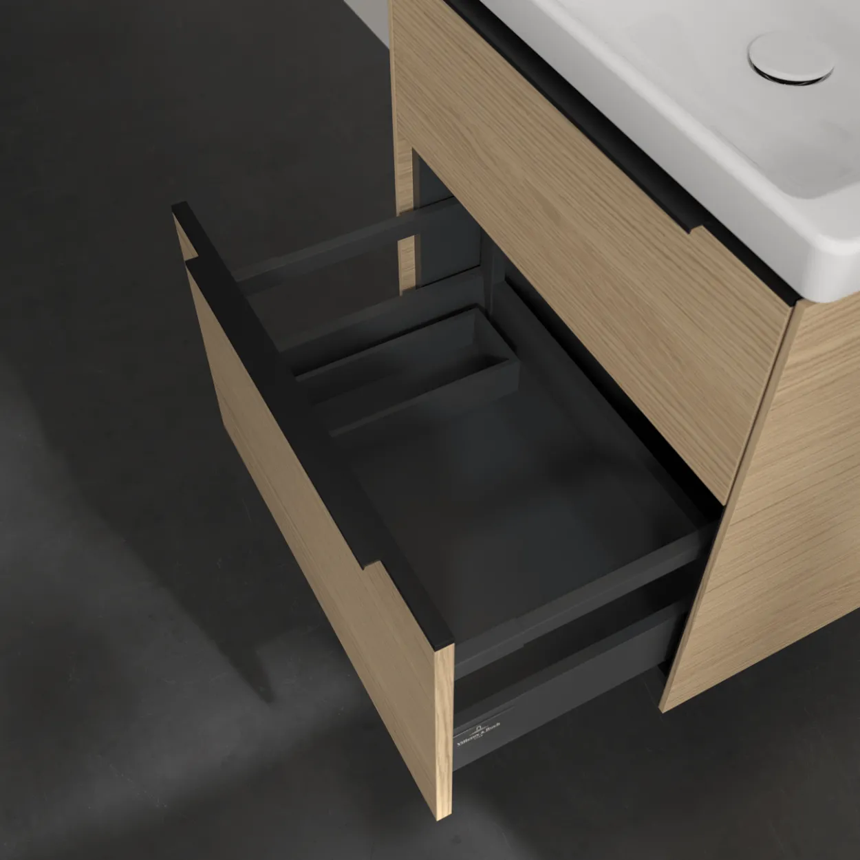 V&b subway 3.0 servantskap 57x47 nordic oak håndtak i volcano black