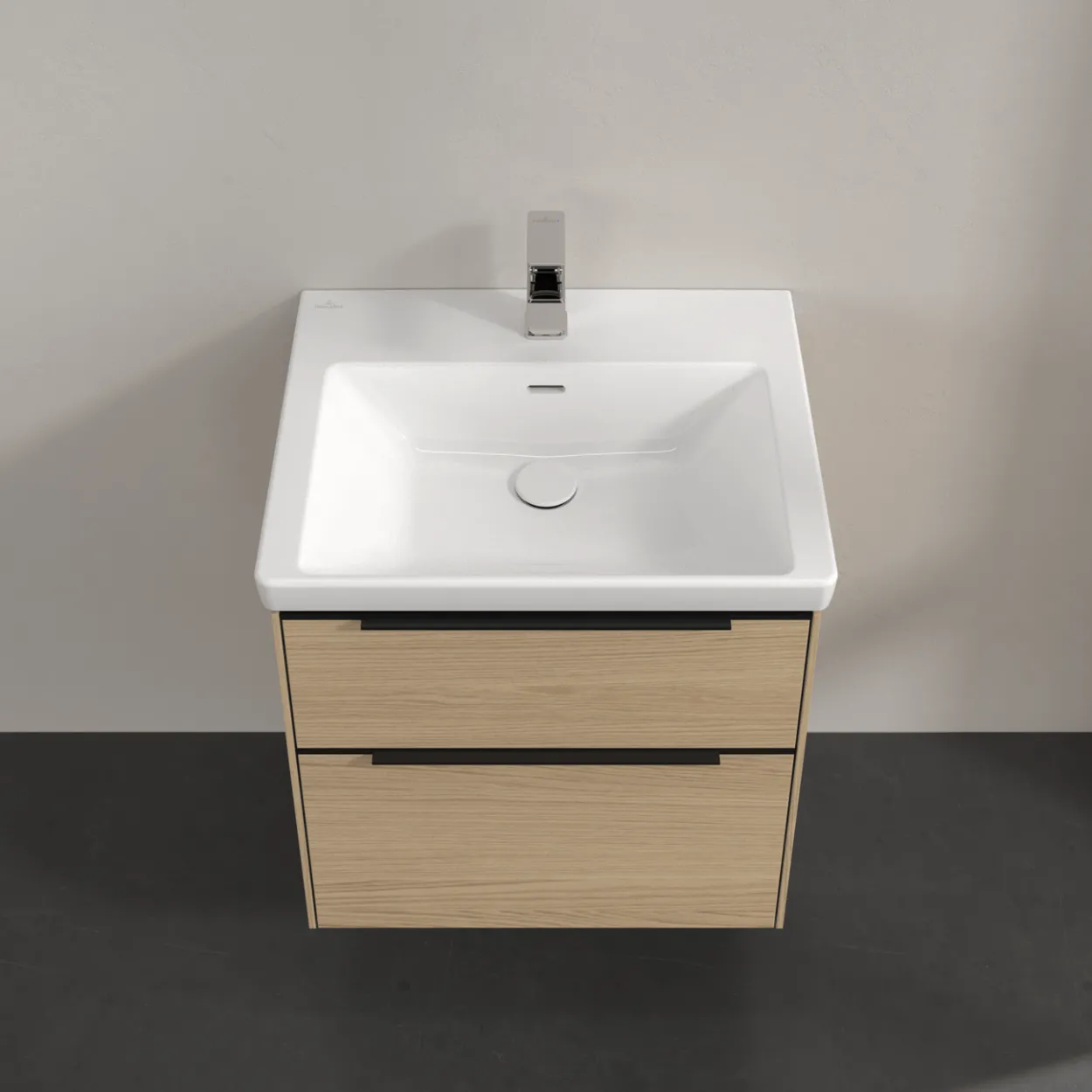 V&b subway 3.0 servantskap 57x47 nordic oak håndtak i volcano black