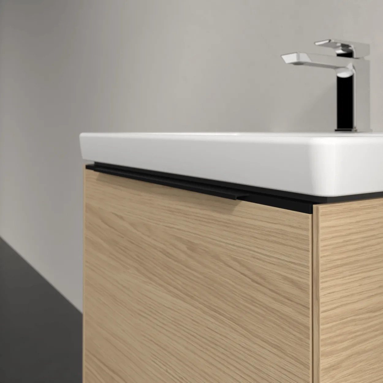 V&b subway 3.0 servantskap 57x42 nordic oak håndtak i volcano black