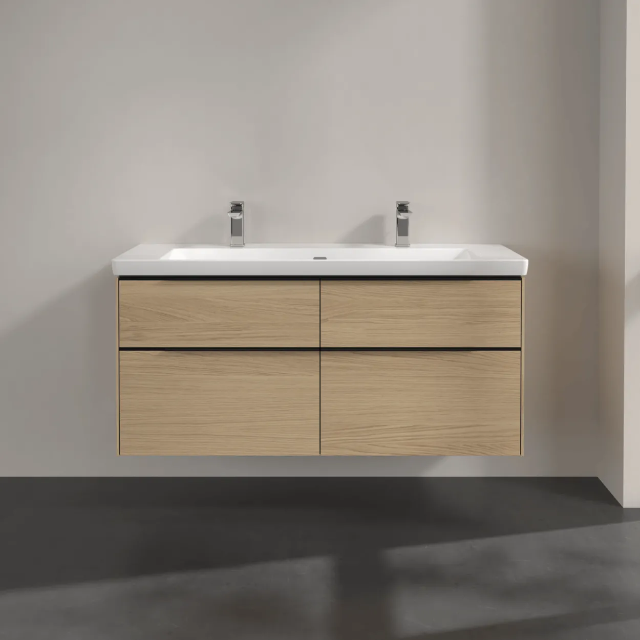 V&b subway 3.0 servantskap 127x57 nordic oak håndtak i volcano black