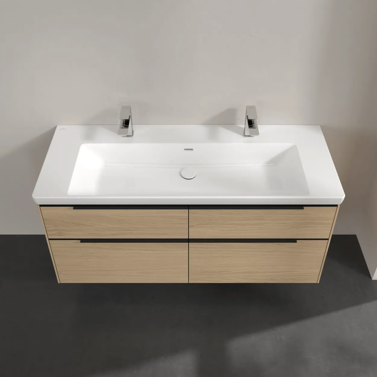 V&b subway 3.0 servantskap 127x57 nordic oak håndtak i volcano black