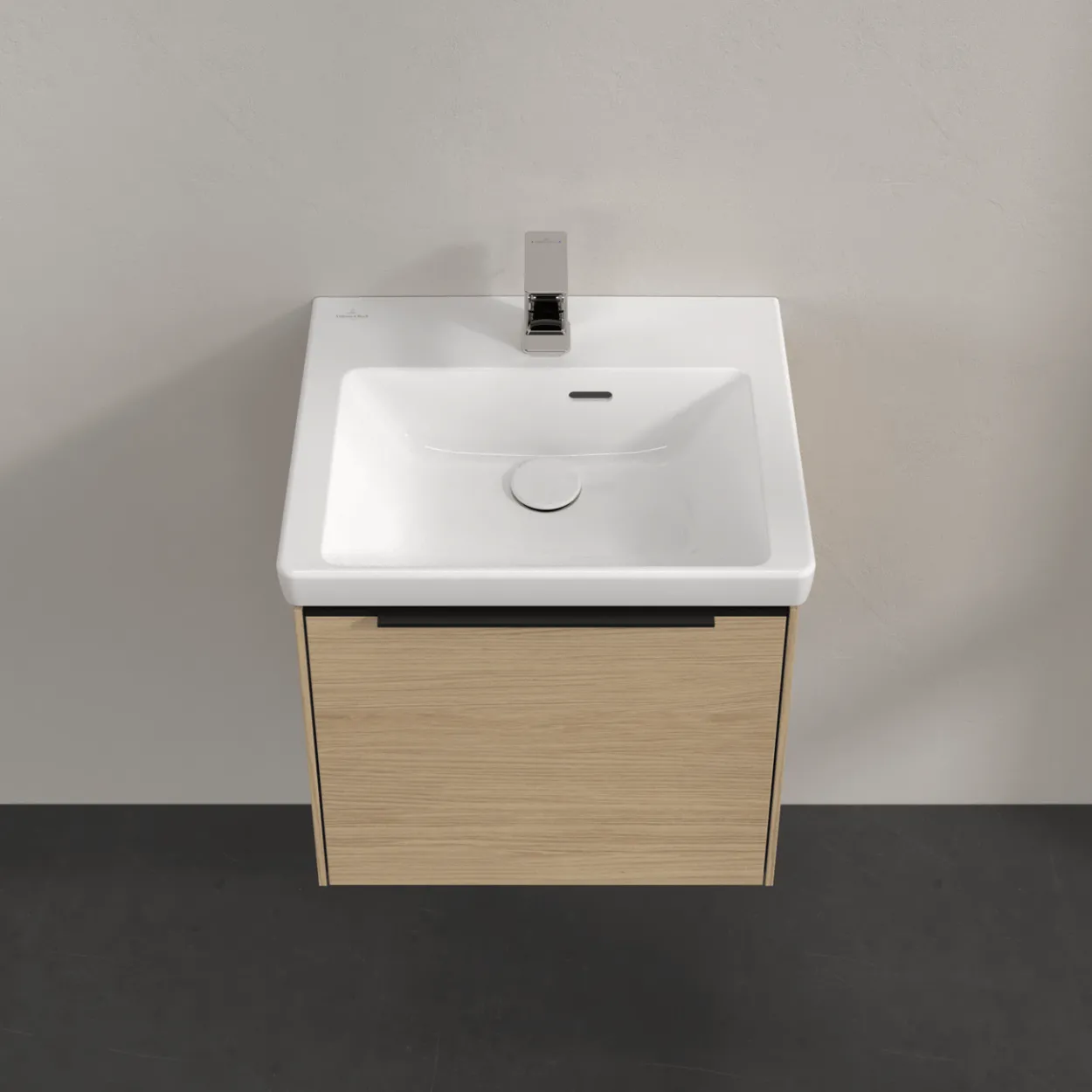 V&b subway 3.0 servantskap 47x42 nordic oak håndtak i volcano black