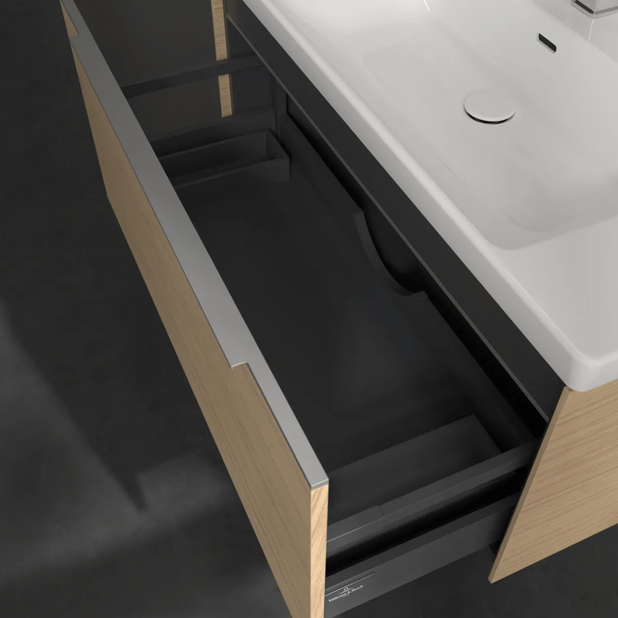 V&b subway 3.0 servantskap 97x42 nordic oak m/lys håndtak i krom