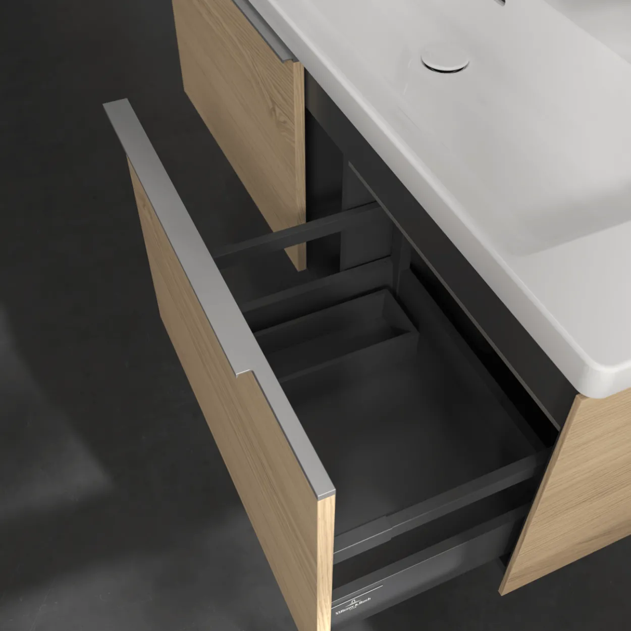 V&b subway 3.0 servantskap 127x42 nordic oak m/lys håndtak i krom