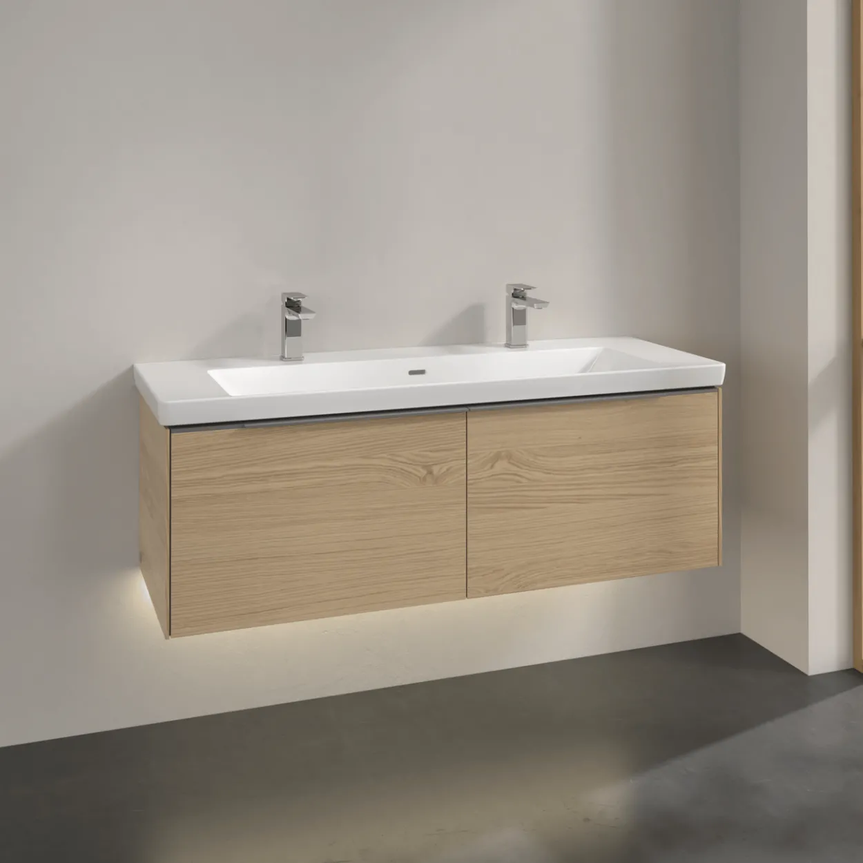 V&b subway 3.0 servantskap 127x42 nordic oak m/lys håndtak i krom