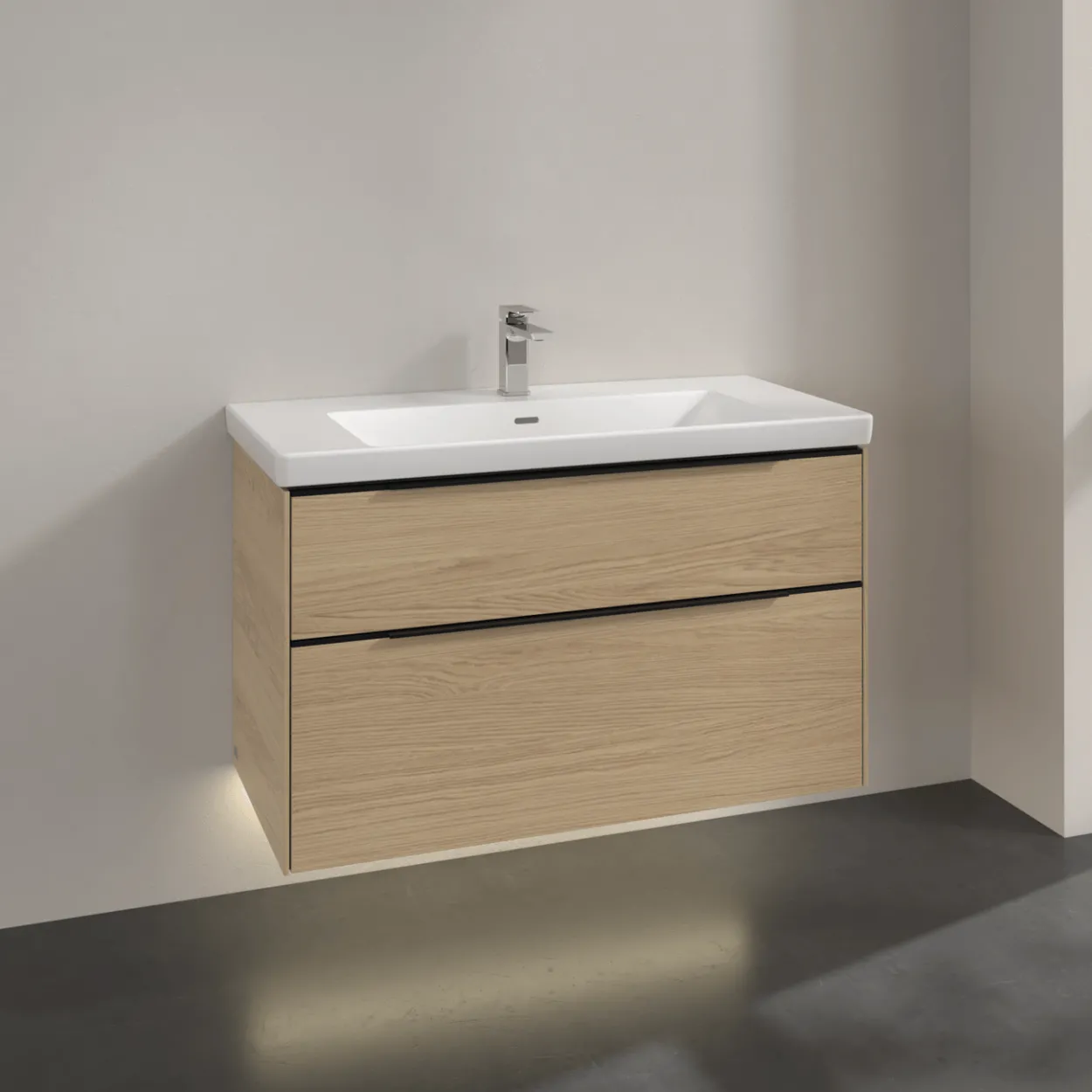 V&b subway 3.0 servantskap 97x57 nordic oak m/lys håndtak i volcano black