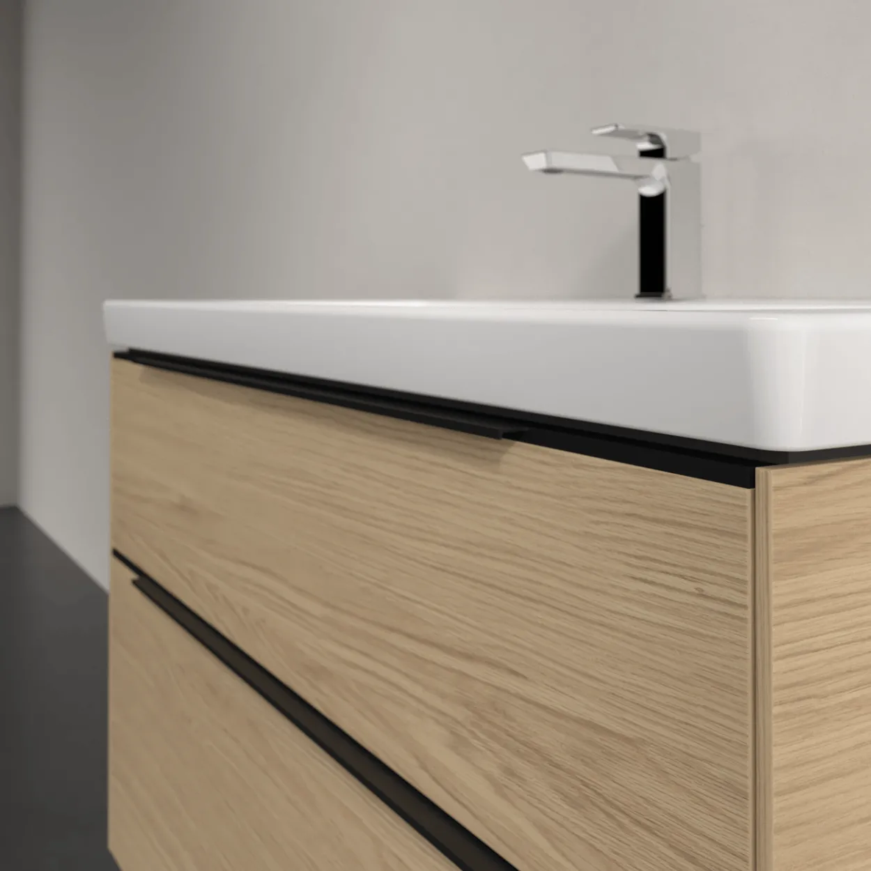 V&b subway 3.0 servantskap 97x57 nordic oak m/lys håndtak i volcano black