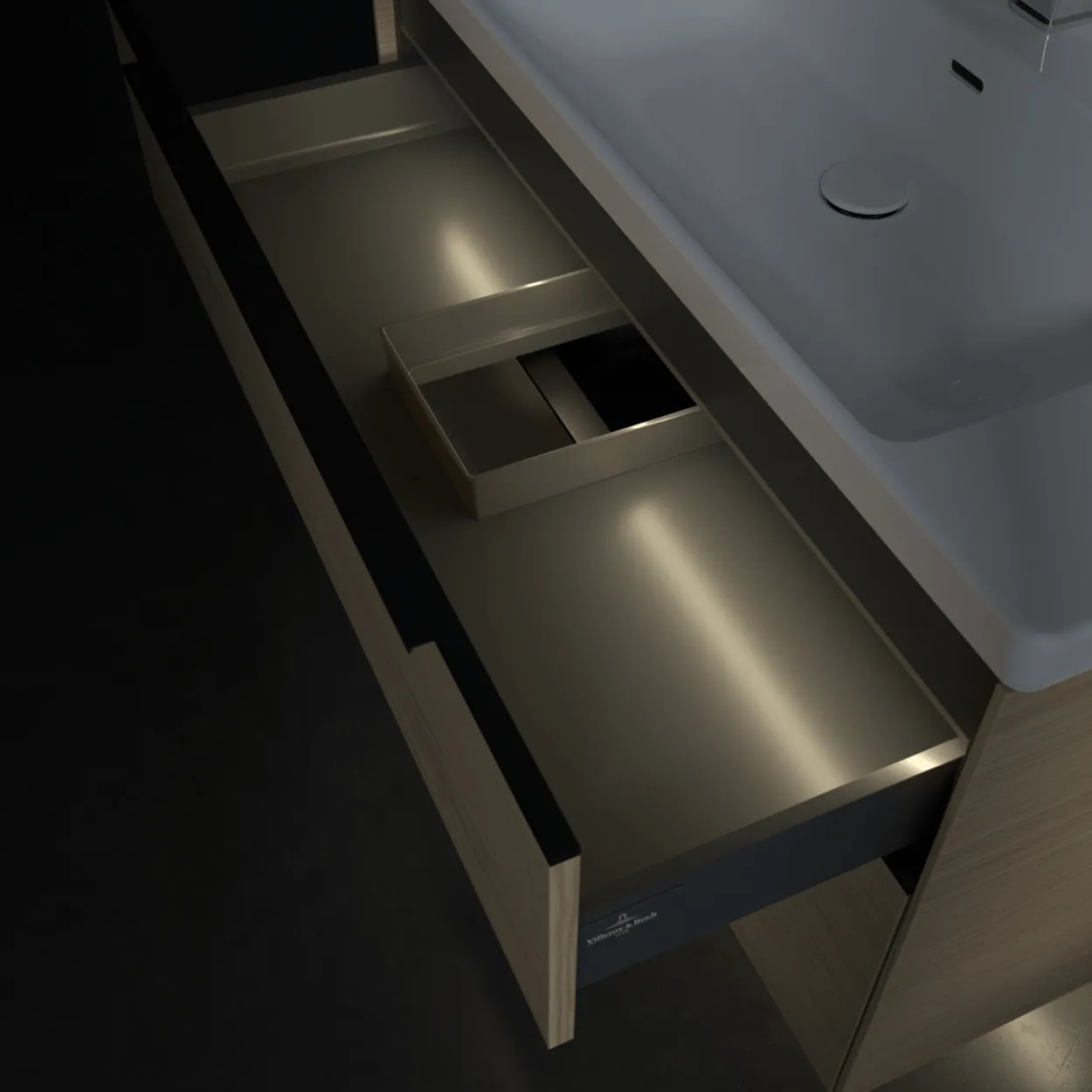 V&b subway 3.0 servantskap 97x57 nordic oak m/lys håndtak i volcano black