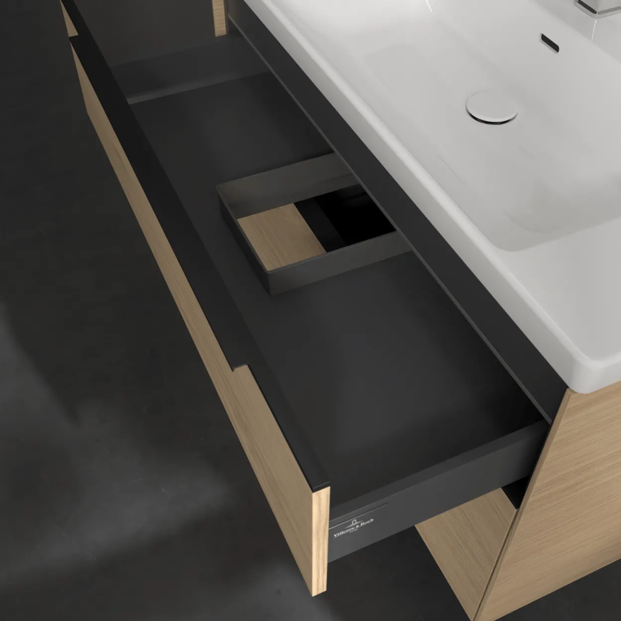 V&b subway 3.0 servantskap 97x57 nordic oak m/lys håndtak i volcano black