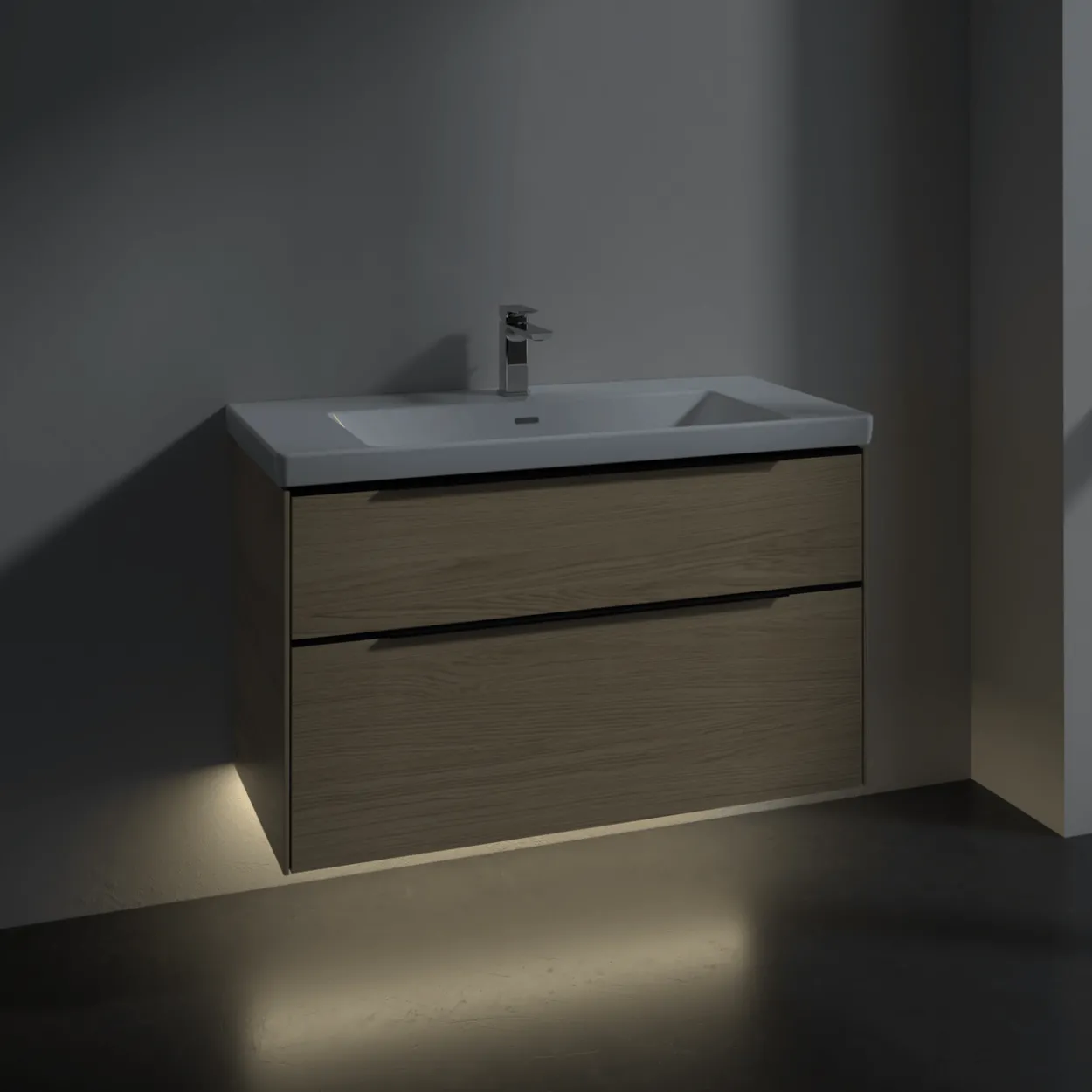 V&b subway 3.0 servantskap 97x57 nordic oak m/lys håndtak i volcano black