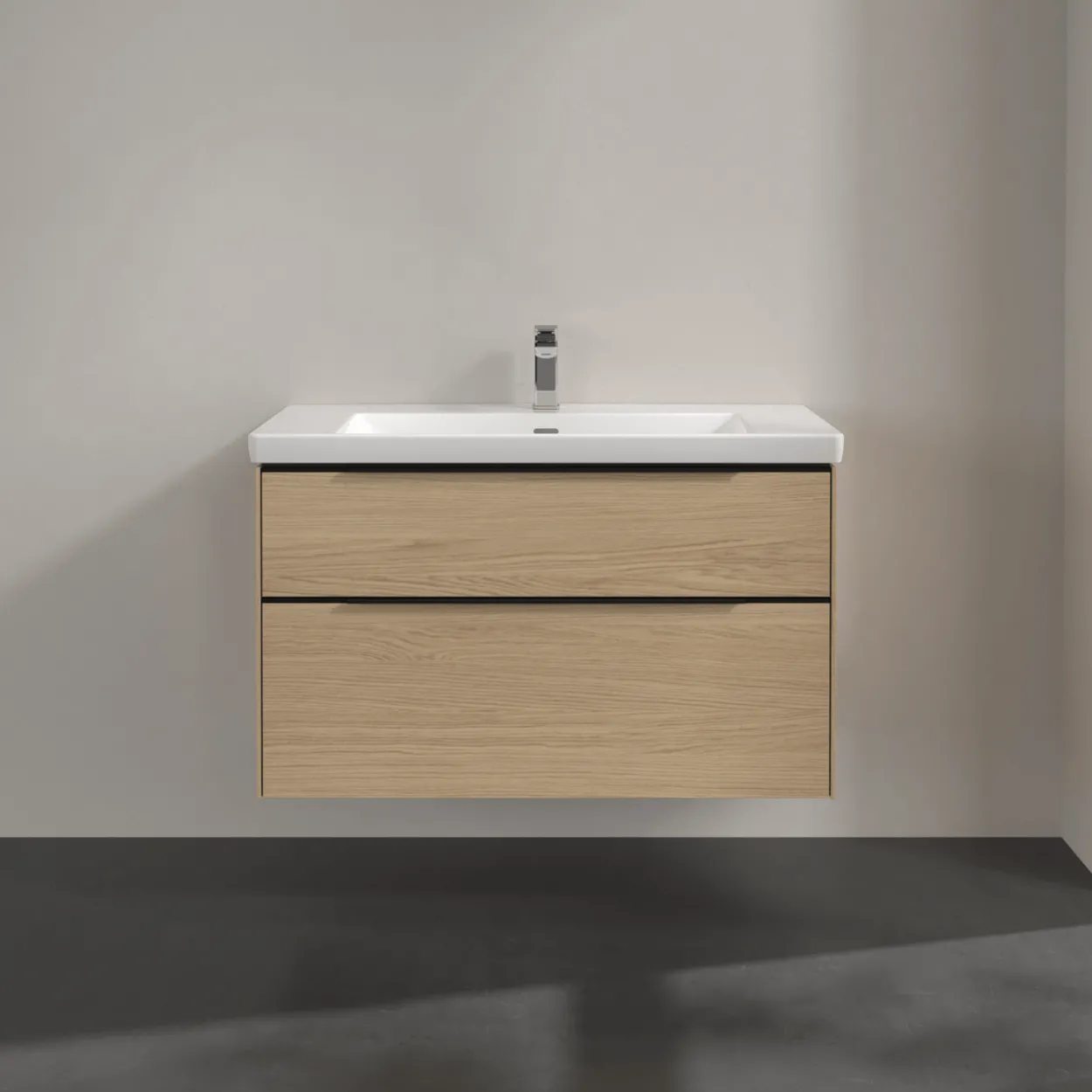 V&b subway 3.0 servantskap 97x57 nordic oak m/lys håndtak i volcano black